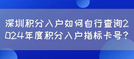 深圳积分入户如何自行查询2024年度积分入户指标卡号？